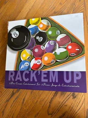 Rack 'em Up 2 Piece Ceramic Chip & Dip Bowl Set (New)