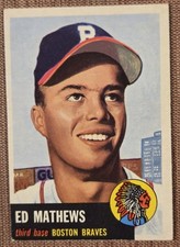 1953 Topps #37 Eddie Mathews Milwaukee Braves Vintage Original Baseball Card HOF