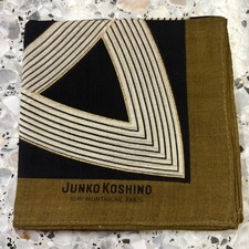 MAN HANKY CLASSIC GEOMETRICS BROWN BLACK VTG COTTON POCKET ART SQUARE 19 M244