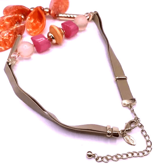 Chico's Funky Chunky Orange Statement Necklace 22… - image 3