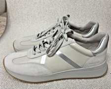 Vince Sneakers Women s Cream Beige Leather Silver Stripe size EU 40/US9 NWOB
