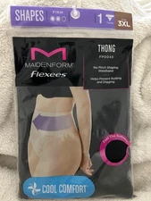 Maidenform Flexees Thong Women's Size 3XL Black Shapewear Underwear Panty
