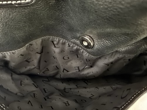 Levenger Schwarz Leder Laptoptasche Arbeitstasche Unisex Schultertasche Reißverschluss Top - Bild 20 von 22