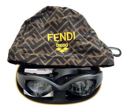 Fendi x Arena Limited Edition Swim Goggles and Swim Cap with Case