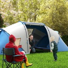 Outsunny Campingzelt Familienzelt mit 2 Schlafkabinen 4-6 Personen Blau