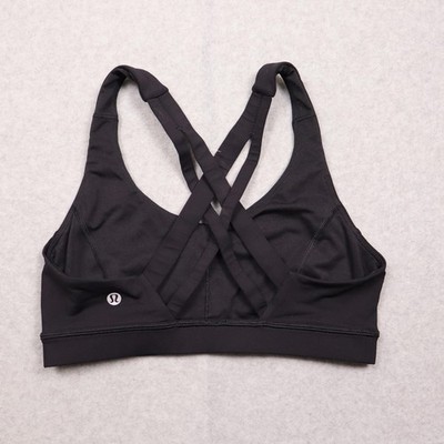 Lululemon Sports Bra Womens 6 Black Strappy Crossback Yoga Athletic Gym Top