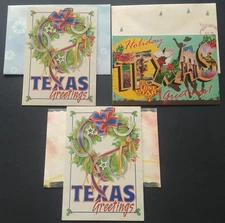 "TEXAS,  Y' All", (3) Leanin' Tree Christmas Greeting Cards, With (3) Envelopes