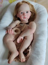 28in Painted Reborn Baby Doll Kit Girl Toddler Rooted Hair DIY Toy Handmade Gift