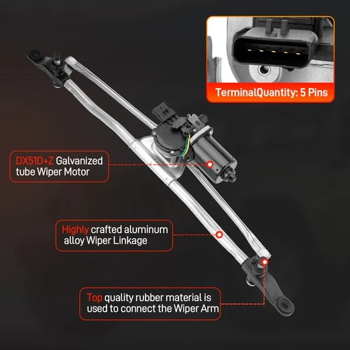 Front Windshield Wiper Linkage & Motor Assembly For Jeep Wrangler JK 2007-2018 - Picture 3 of 6