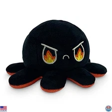 TeeTurtle Reversible Octopus Plushie - 4" Angry Red & Rage Black Sensory Fidget