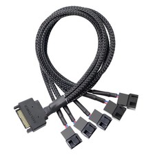 SATA Cooler Fan Adapter Cable  15 Pin SATA to 5 x 3/4 pin Fan Splitter Cable,1...