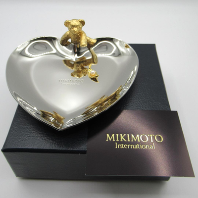 Mikimoto Jewelry Accessories Tray Silver Heart Golden Bear with