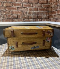 Handmade Rustic Wooden Decorative Faux Luggage Travel Cases Coffee End Table
