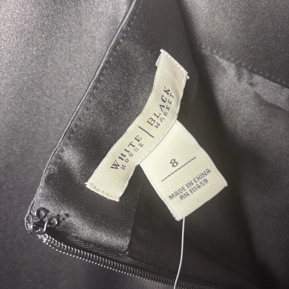 White House Black Market Women’s 8 Black Embellished Lined Pencil Skirt Sleek - Image 4 of 4