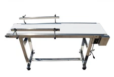 TECHTONGDA 59''Length 11.8''Wide PU Belt Conveyor System w/Double Guardrail 110V