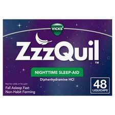 Vicks ZzzQuil Nighttime Sleep Aid LiquiCaps, Diphenhydramine HCI 25 mg, 48 Ct