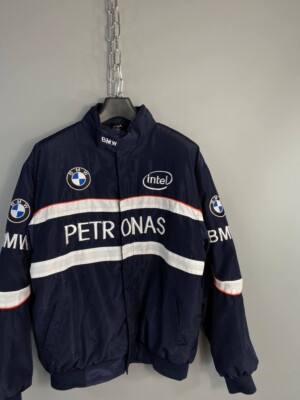VTG BMW Petronas Jacket Mens XL Blue Full Zip Sauber F1 Dell