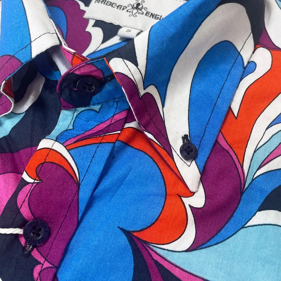 MENS MADCAP RETRO MOD 60s 70s SIXTIES PSYCHEDELIC SHIRT Trip Paisley Surf MC1058 - Image 2 of 4