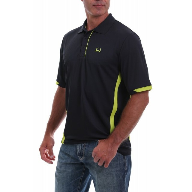Cinch Arenaflex Men's Polo Shirt Navy With Yellow Trim XXLarge Moisture Wicking for sale online 