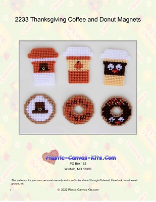 Thanksgiving Coffee and Donut Magnets- Plastic Canvas Pattern or Kit | eBay