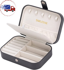 Jewelry Box, PU Leather Small Portable Travel Case, 2 Layers Organizer Storage