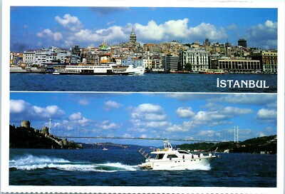 Karakoy & Galata Tower and Faith Sultan Mehmet Bridge, Istanbul, Turkey Postcard