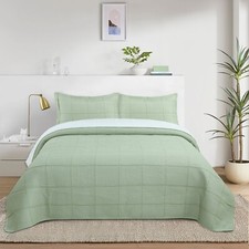 3 Piece Quilted Bedspread Bed Throw Embossed Bedding Set Single Double King Size