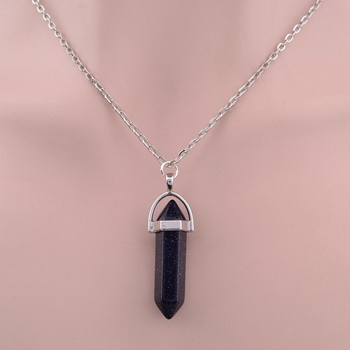 Natural Crystal Hexagonal Column Bullet Necklace Stone Pendant Jewelry Gift - Picture 22 of 42