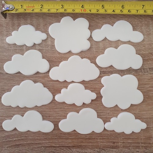 12 x Cloud Cupcake/Cake Toppers. Handmade Edible Fondant Decorations Mixed size - Picture 3 of 4
