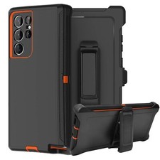 For Galaxy Note 20/20 Ultra/ Defender Case w-BeltClip Fits Otterbox Black Orange