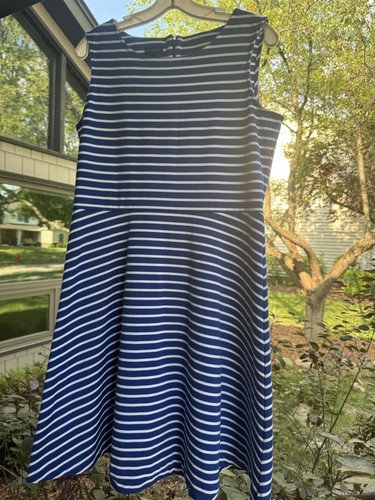 Vestido sin mangas Talbots para mujer talla grande a rayas calce y acampanado línea A