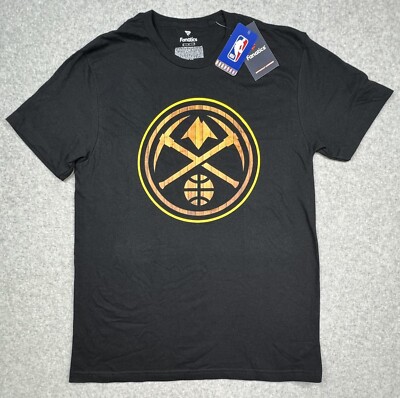 Denver Nuggets Men s Short Sleeve Shirt Black Hardwood Graphic Size Medium NWT