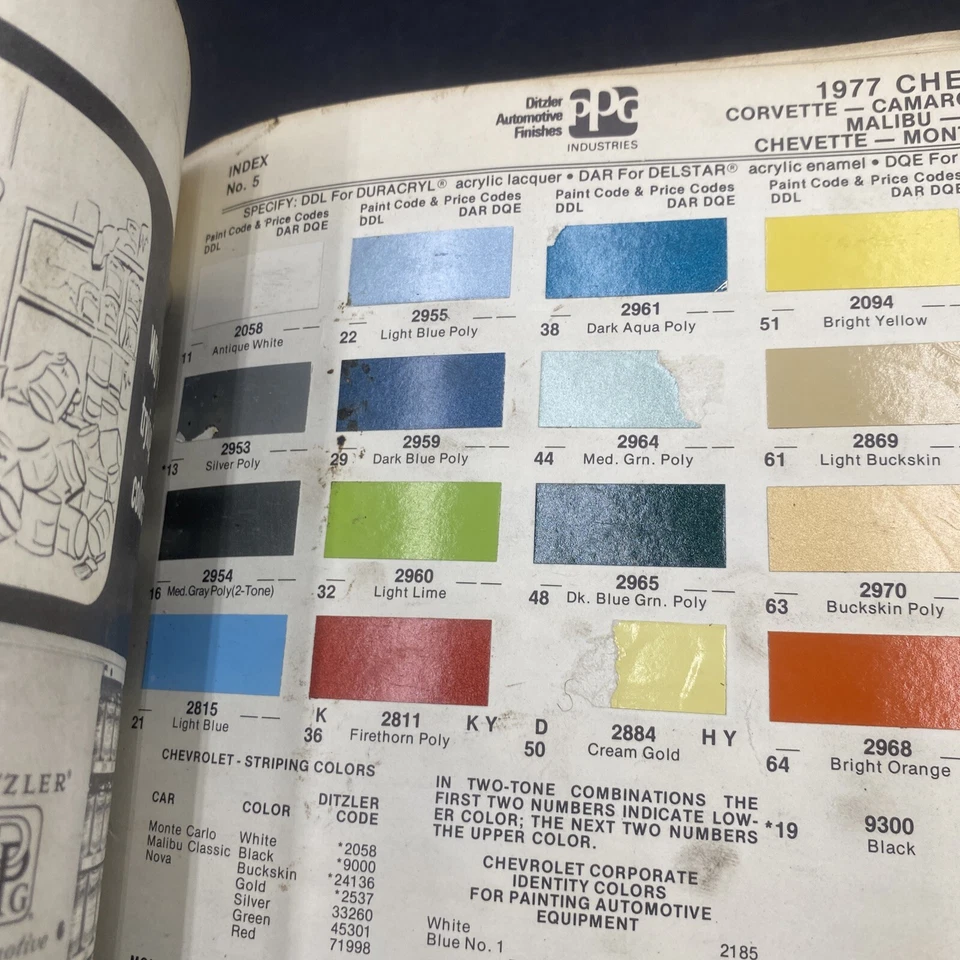 Chevrolet Corvette Caprice Malibu 1977 color pintura astilla hoja solo Ditzler PPG Foto 2 de 4