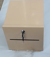 FixtureDisplays Box,Metal Beige Donation Suggestion Charity Fundraising,8.6"W x 