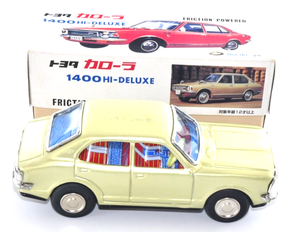 ブリキ 日本製 トヨタ カローラ 1400 HI-DELUXE イエロー Vintage Burikiya Toyota Corolla 1400 Hi-Deluxe Friction Tin