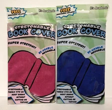 1 STRETCHABLE BOOK COVER PINK or BLUE -  WASHABLE, UP TO 8.5X11" Choose Color