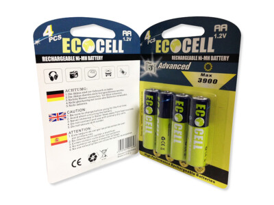 (1,12 /Stk.) 16x EcoCell Akkus - Aufladbare Batterien - 3900mAh - AA - R06 1.2V