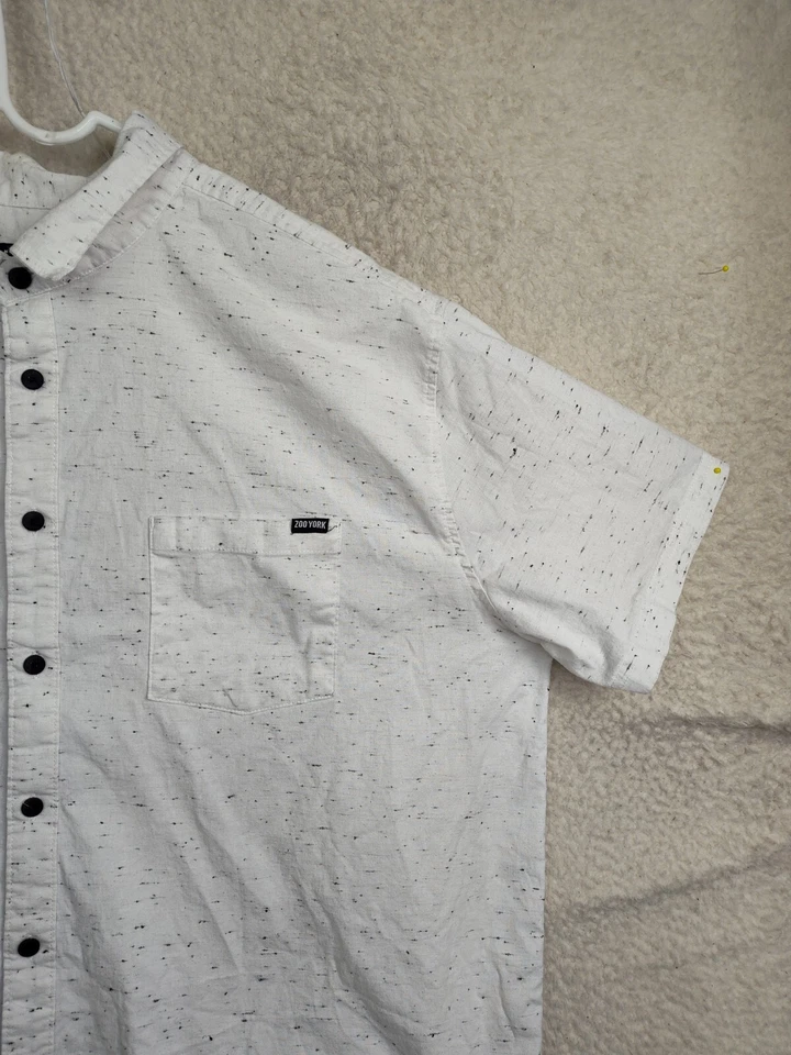 Camisa Zoo York Irrompible Hombre 2XL Estampado Blanco Mezcla de Algodón Manga Corta Abotonada Foto 3 de 4