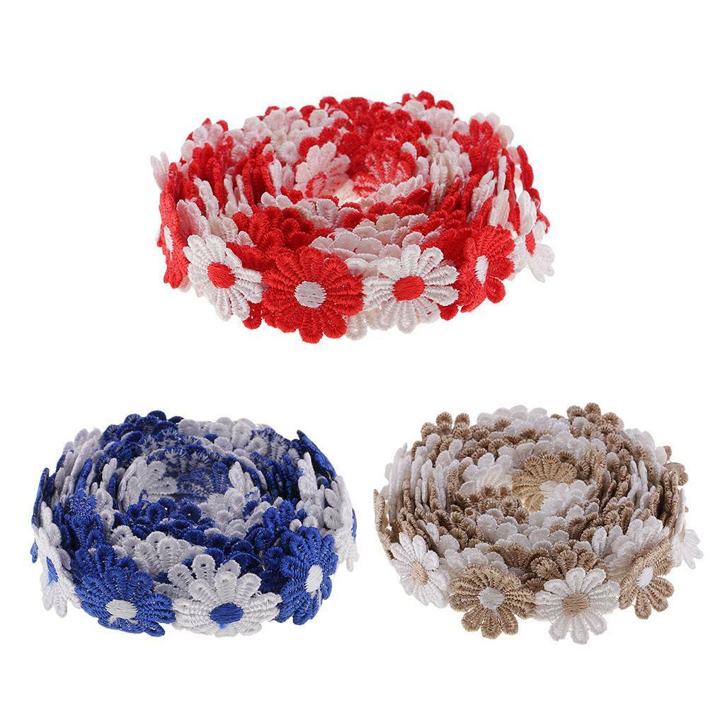 3 Yards Daisy Lace Trim Crochet Flower Ribbon Sewing Dressmaking Edging