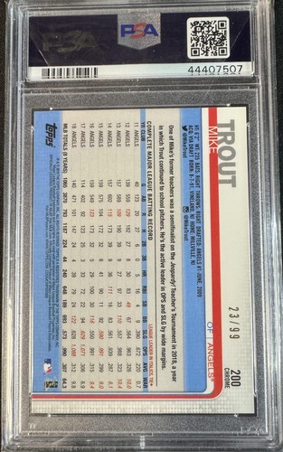 Mike Trout 2019 Topps Chrome #200 Jumping-Green Wave Ref. PSA 10 Pop 20 - Picture 2 of 2