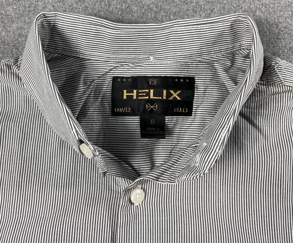 Helix Mens Dress Shirt Gray Stripe Button Down  Long Sleeve Size S - Image 2 of 3