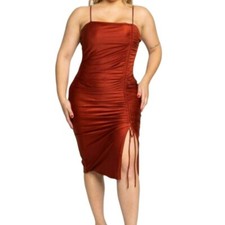 Bluebell Bodycon Sleeveless Ruched Dress Rust Red Size 1X NWT