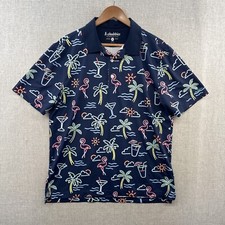 Chubbies Polo Shirt Mens Medium Blue Neon Lights Short Sleeve Stretch Outdoor