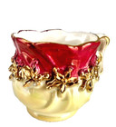 BEAUTIFUL Antique Red and Gold Demitasse Tea Cup  (2") & Saucer (3.5") Set — photo 3