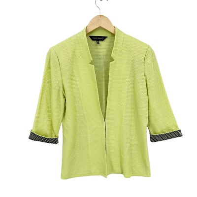 New! MING WANG Jacket Womens XS Open Front, Single Clasp, Knit Green Q642