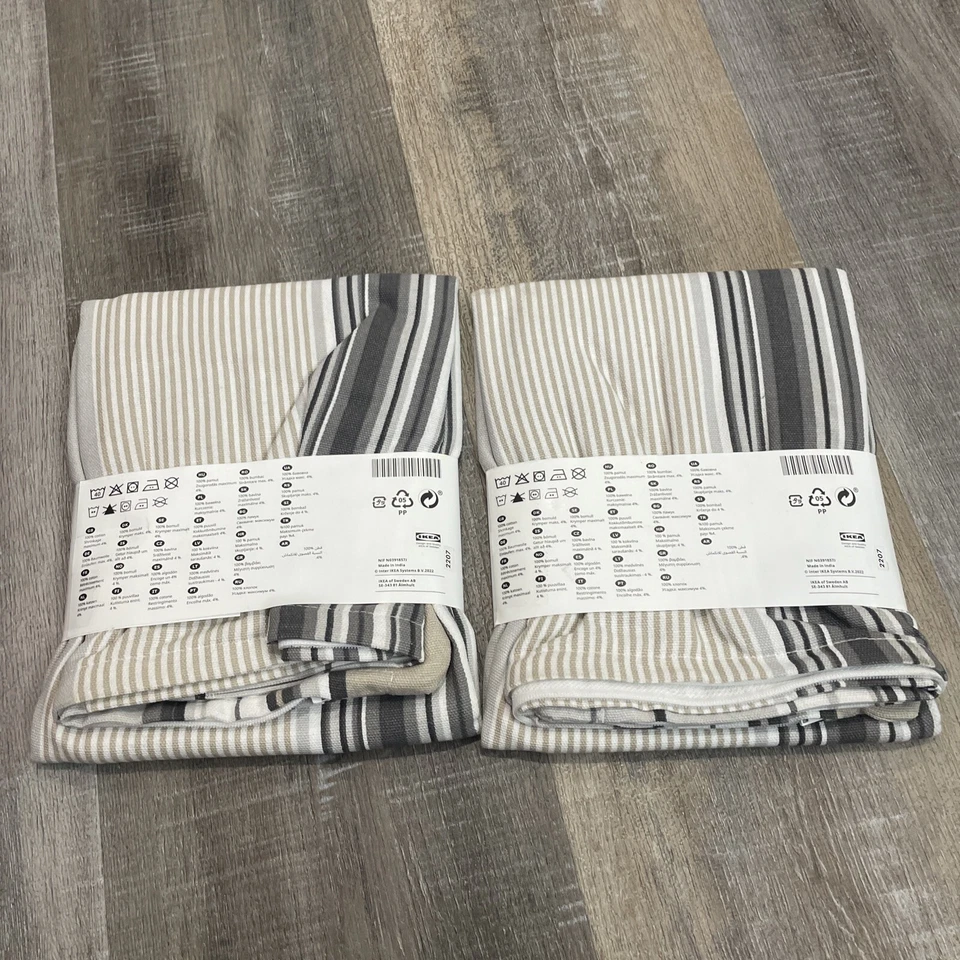 Ikea Solmott Pillow Cushion Cover Gray Stripe 20x20" New Set Of 2 Neutrals - Image 4 of 4