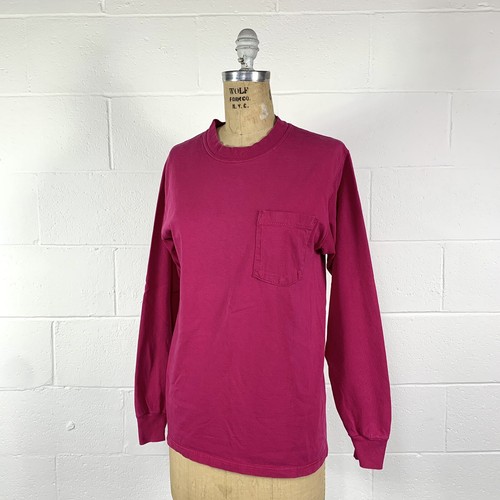 Vintage 90s L.L.Bean By Russell Athletic Pink Pocket Tee Long Sleeve USA Made S - Picture 4 of 16