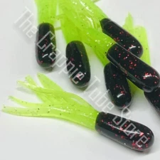 1.5" Pro Series Crappie Tube 50 Pack   Black Neon/Chartreuse Sparkle