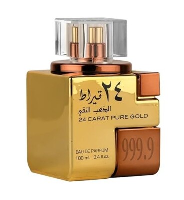 Lattafa 24 Carat Pure Gold by Lattafa Eau De Parfum Spray (Unisex) 3.4 oz Men