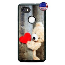 Google Pixel 3, 3XL, 2XL Shock Proof Slim Case Cover Heart Cute Teddy Bear Phone
